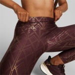 4t Puma 522628-42 Deco Glam Women's High Waist 7/8 Training Tights  aubergine-deco/glam-metallic 